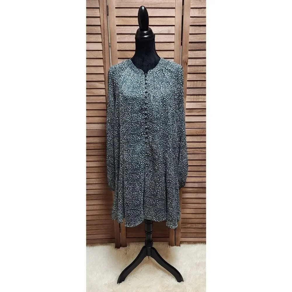 Joie Womens Green Artic Animal Spot Balloon Sleeve Dress Womens Plus Size 2X XXL